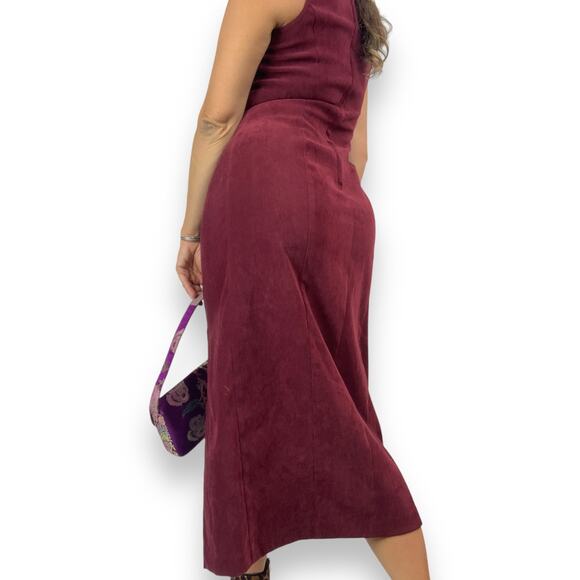 90's maroon microfiber suede dress with slit by R.J. & CO. - Picture 8 of 10